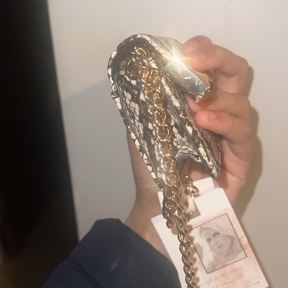 Jessica Simpson mini snake style pattern mini purse bag natural python chain - Picture 4 of 13